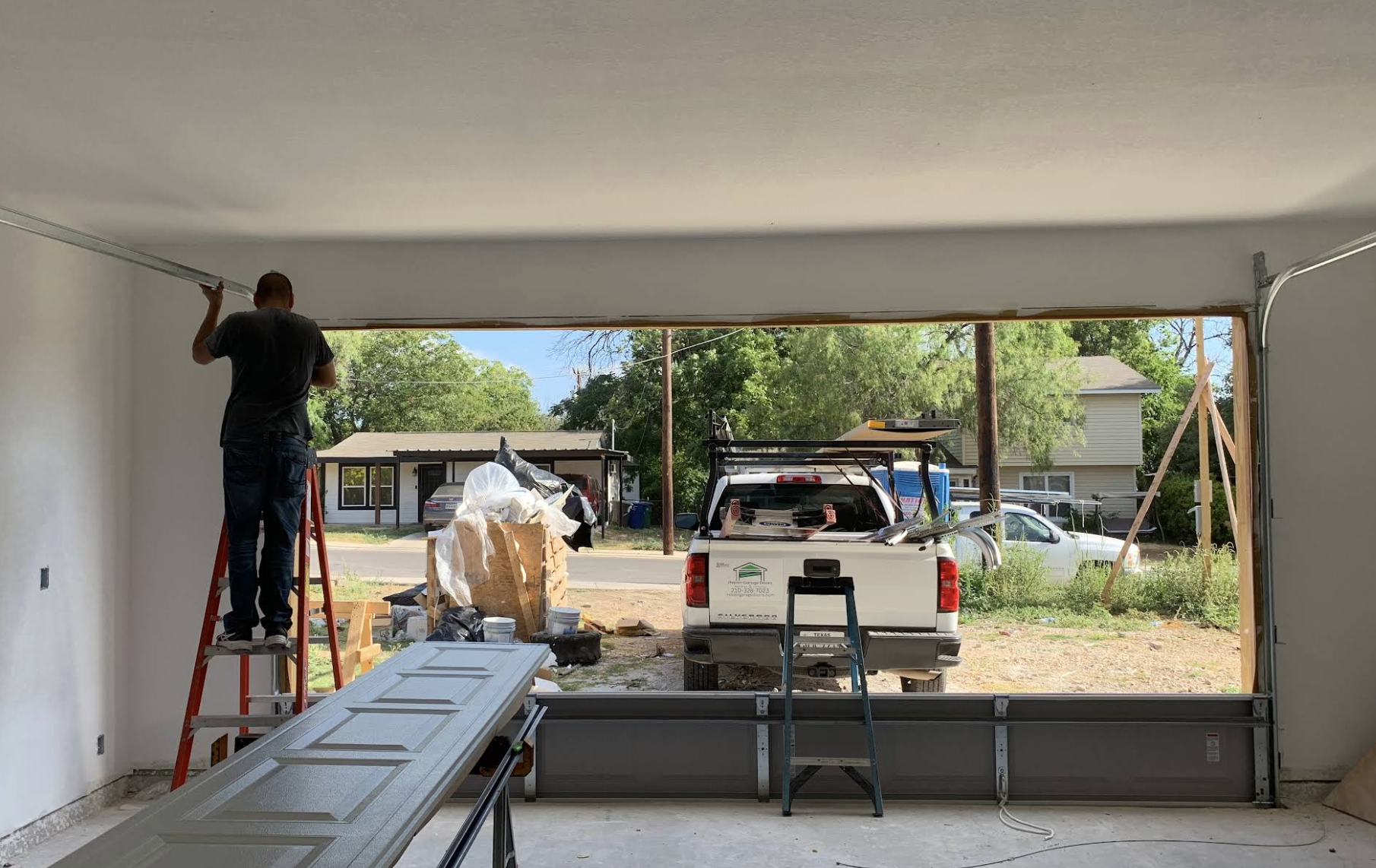 Technician installing
